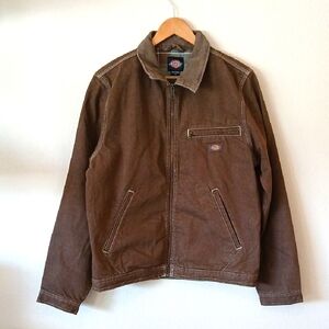 Dickies Denim Canvas Jacket Brown Fleece Lined